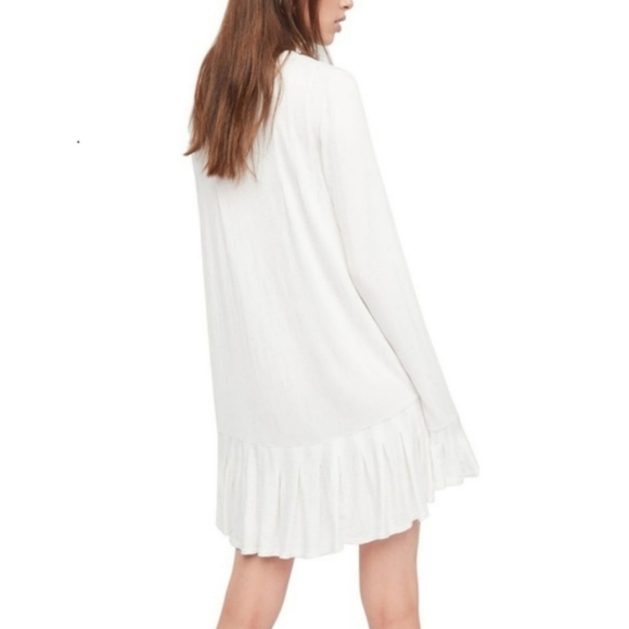 Free People Your Girl White Button Front Ruffle Peplum Tunic Dress - Picture 2 of 10